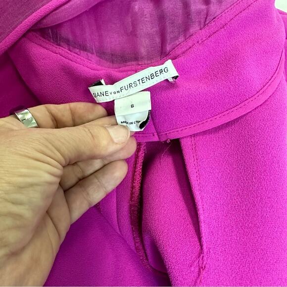 Diane von Furstenberg Pink Ruffle Dress - Size 8 - Picture 13 of 15